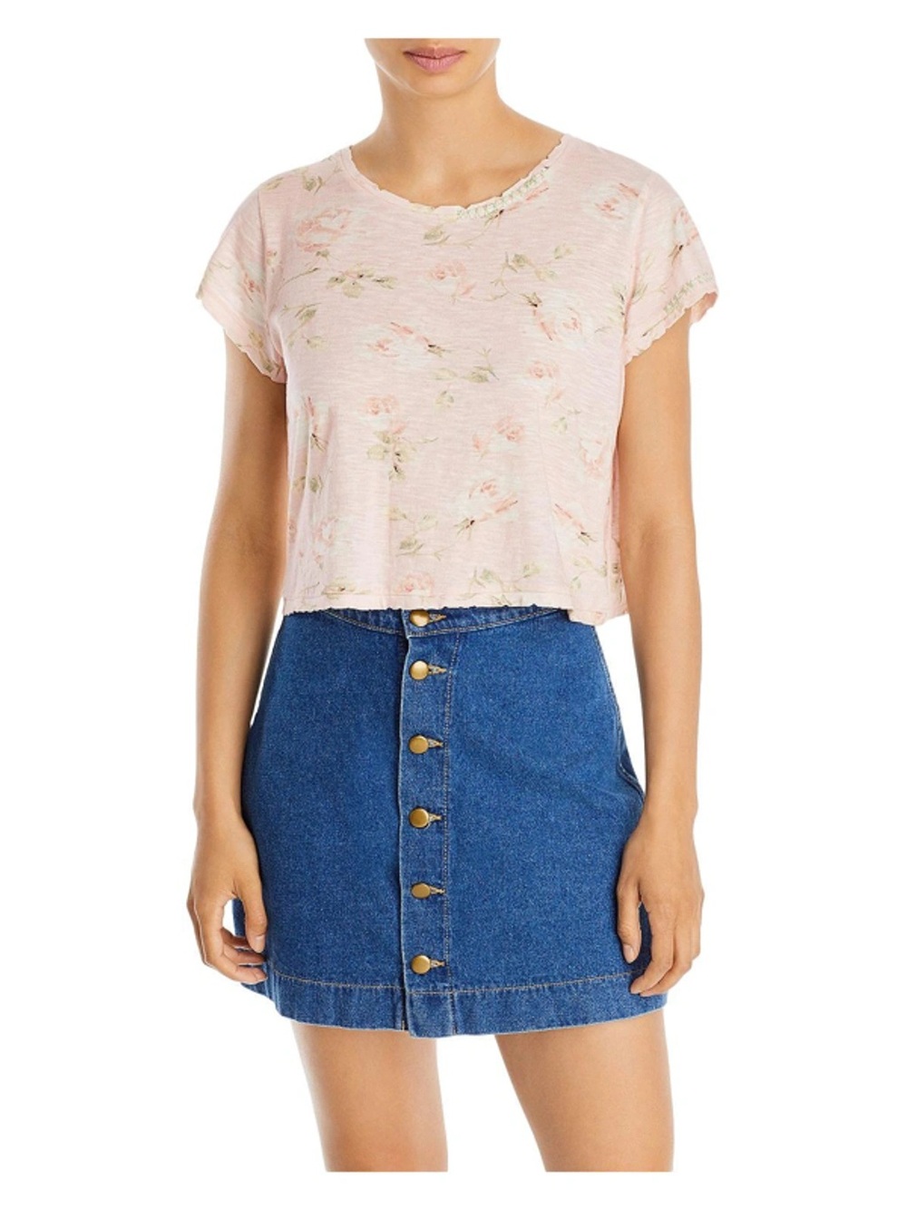 LoveShackFancy Rubin Cropped Tee XS Pink Floral Cotton Cottagecore Coquette Girl